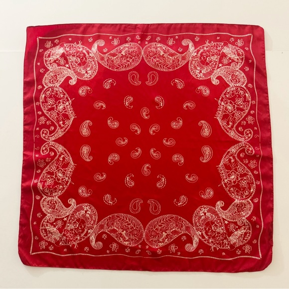 Zara Red Bandana Style Scarf - Picture 2 of 11